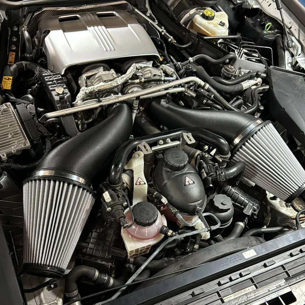 High Flow Intake installed on Mercedes-AMG GT engine bay