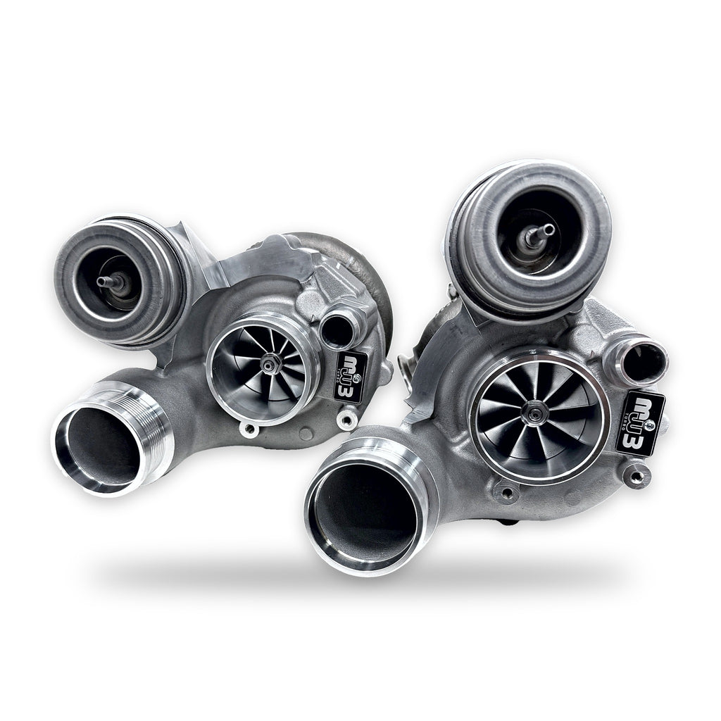 ModalWorks MW3 turbochargers for Mercedes-AMG M177 LS2 — matched pair, front view