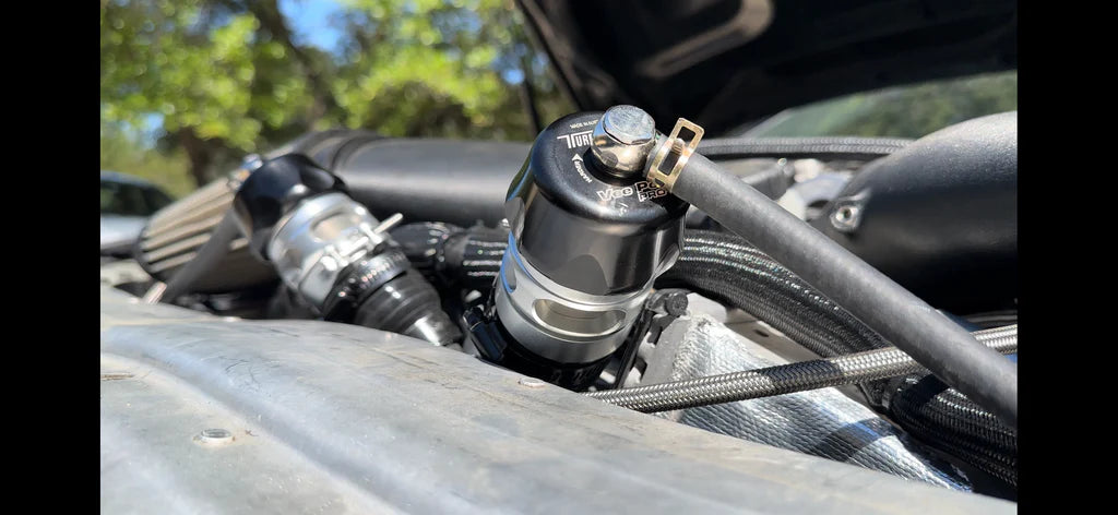 AMG GLC63 engine with upgraded blowoff valve system installed