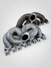 Load image into Gallery viewer, Top view: ModalWorks equal-length M177 manifold's looping runners compared to the factory casting